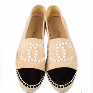 CHANEL Pearl Embellished Espadrilles size 7